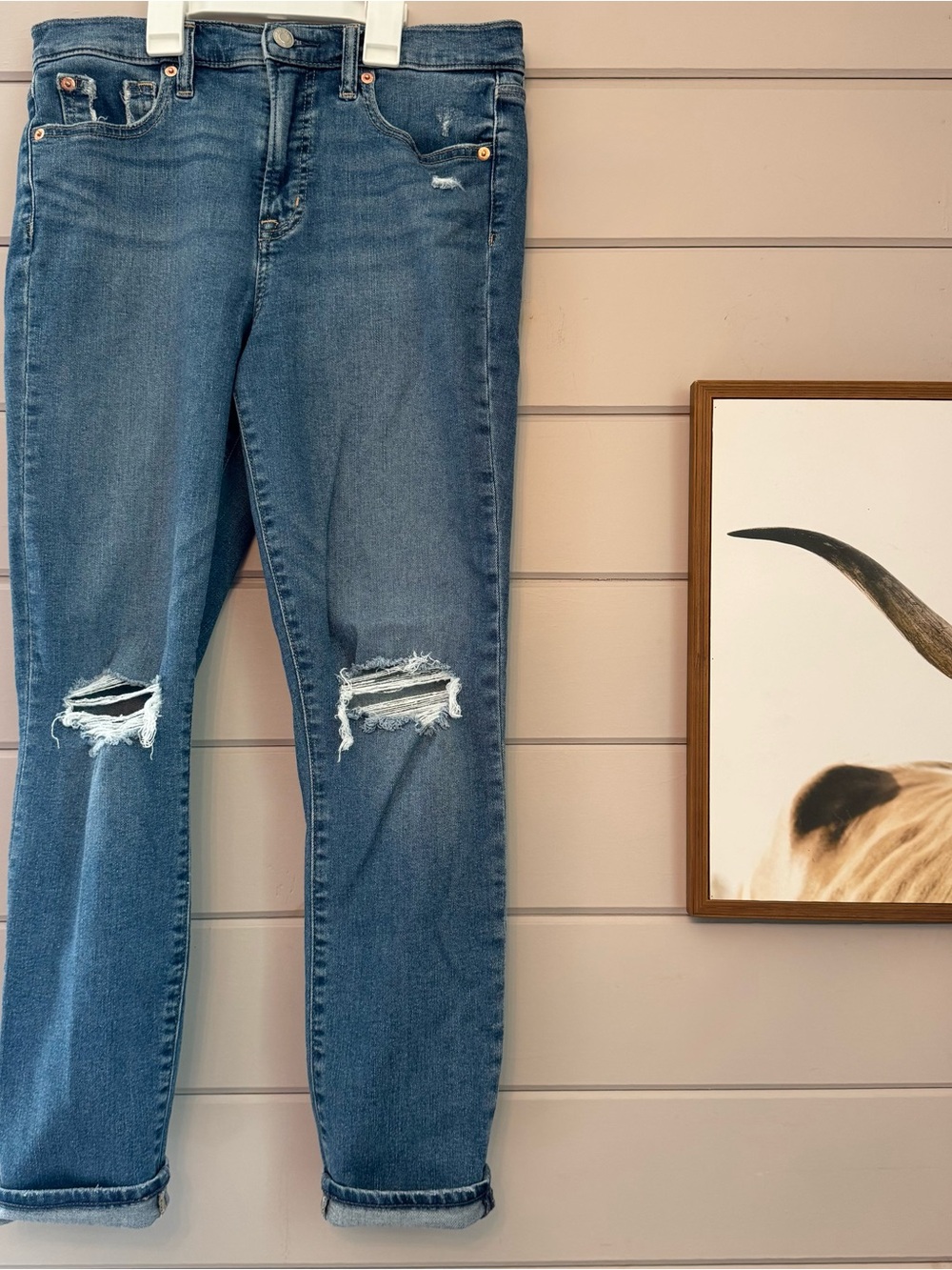 GAP Womens Blue Distressed True Skinny High Rise Jean
